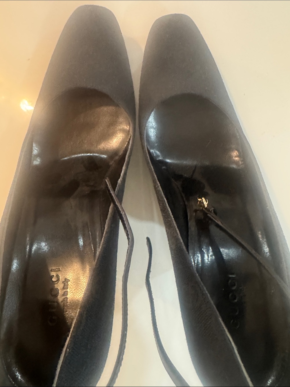 GUCCI “TOM FORD” Classic Black Women's Wedge Pumps with Ankle Strap - Picture 15 of 16